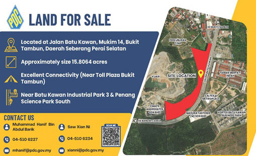 Land For Sale at Jalan Batu Kawan, Mukim 14, Bukit Tambun, Daerah Seberang Perai Selatan